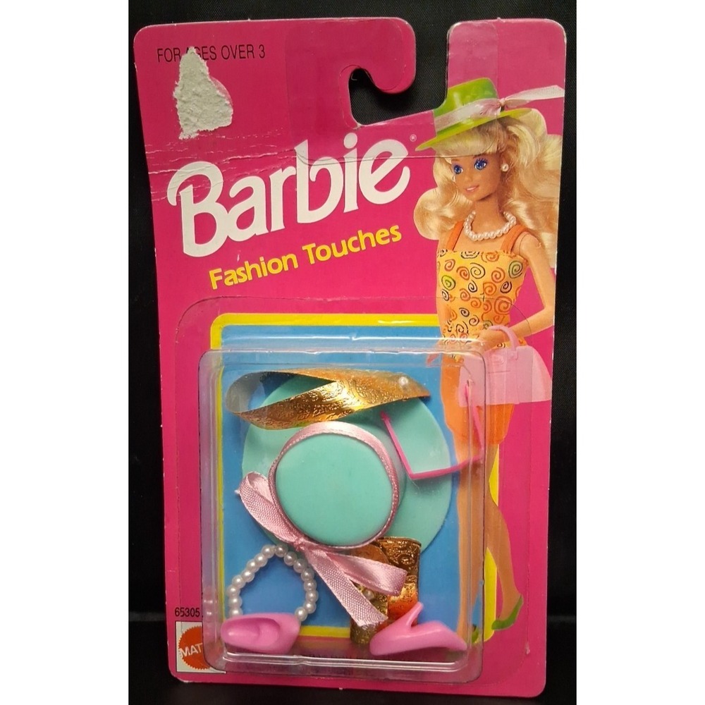 Vintage 1992 Barbie Fashion Touches Accessories Teal Hat Pink Heels 65305 Mattel